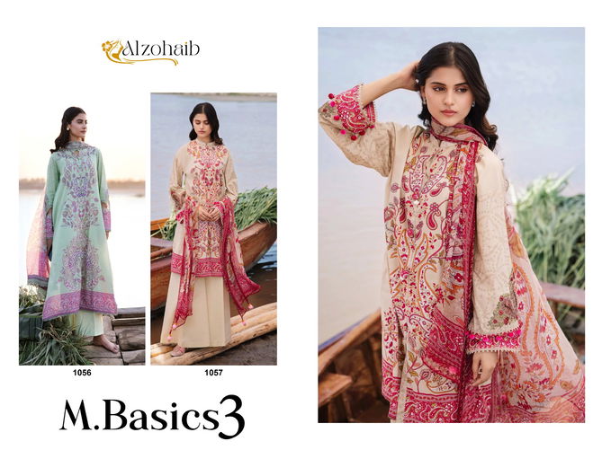 M Basics 3 By Alzohaib Cotton Embroidery Pakistani Suits Wholesale Price 
